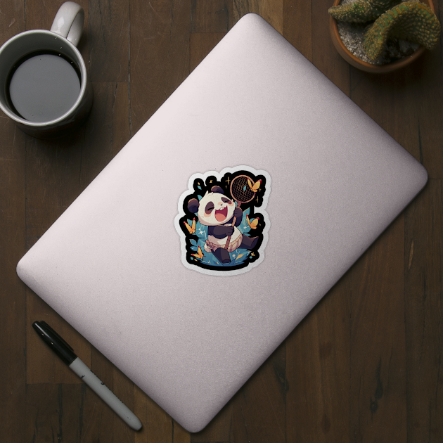 Panda Chasing Butterflies - Panda Bear Japanese by Anassein.os